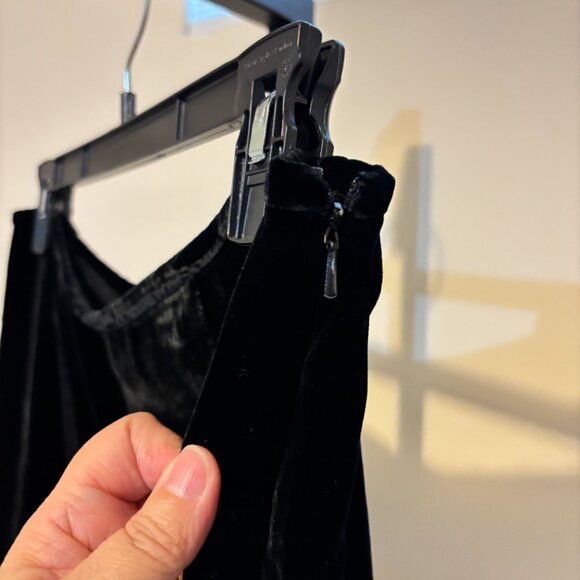 Eileen Fisher Washable Velvet Black Silk Blend High Rise Wide Leg Pants - Picture 6 of 8